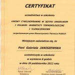 Certyfikat ze szkolenia STP